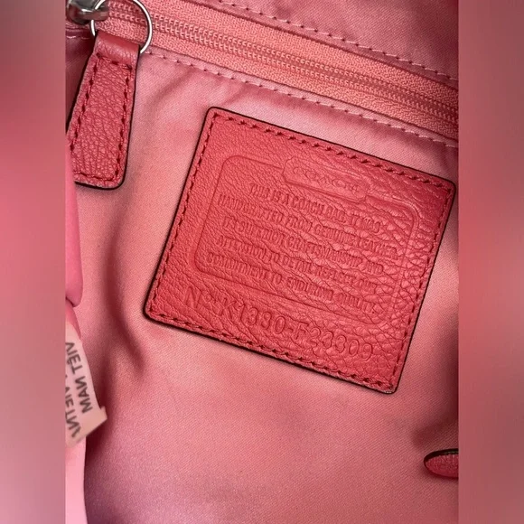 Coach Vibrant Coral Leather Hobo Bag NWOT - Picture 5 of 8